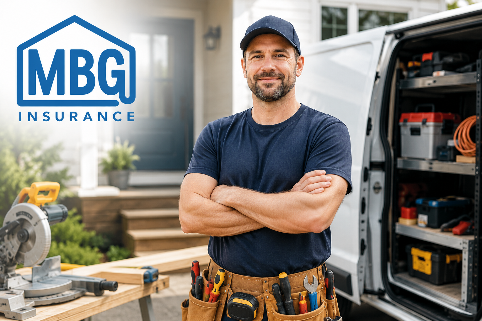 Handyman in front of his work truck