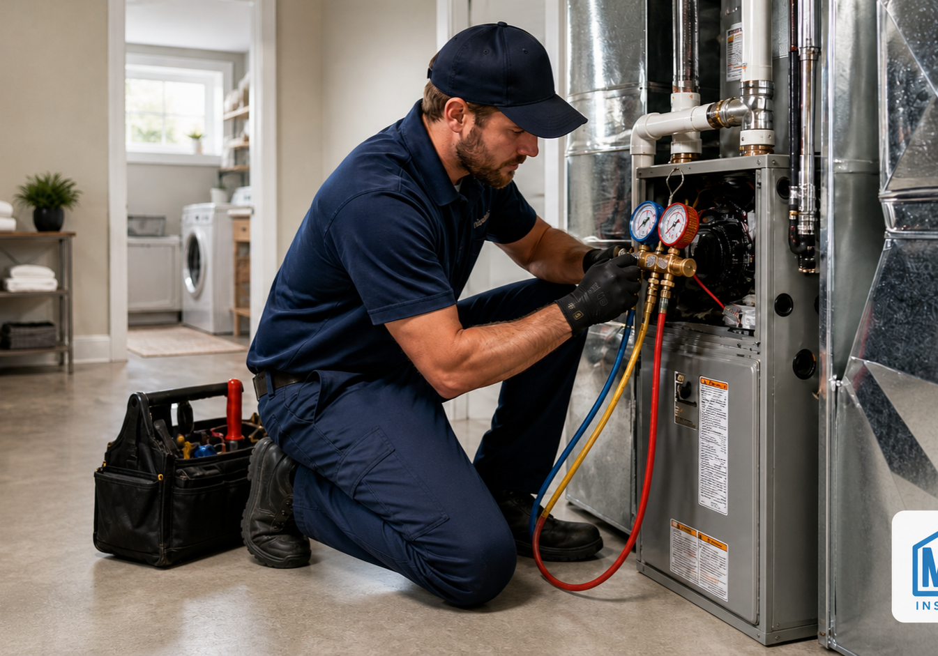 HVAC Contractor servicing a residential system